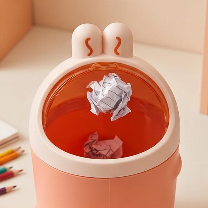 Cartoon Trash Bin with Transparent Lid (Orange) 5
