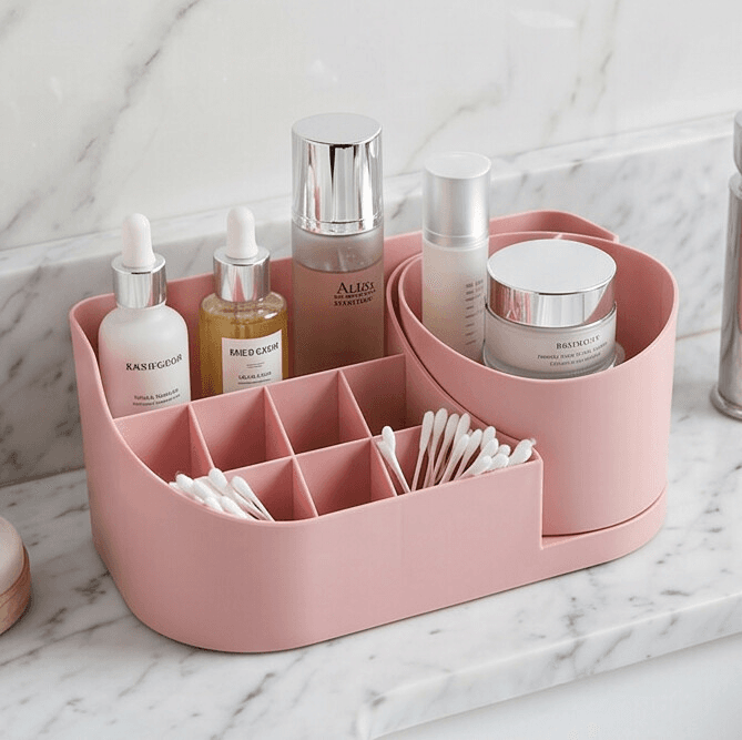 Multi-Compartment Makeup Organizer (Pink)