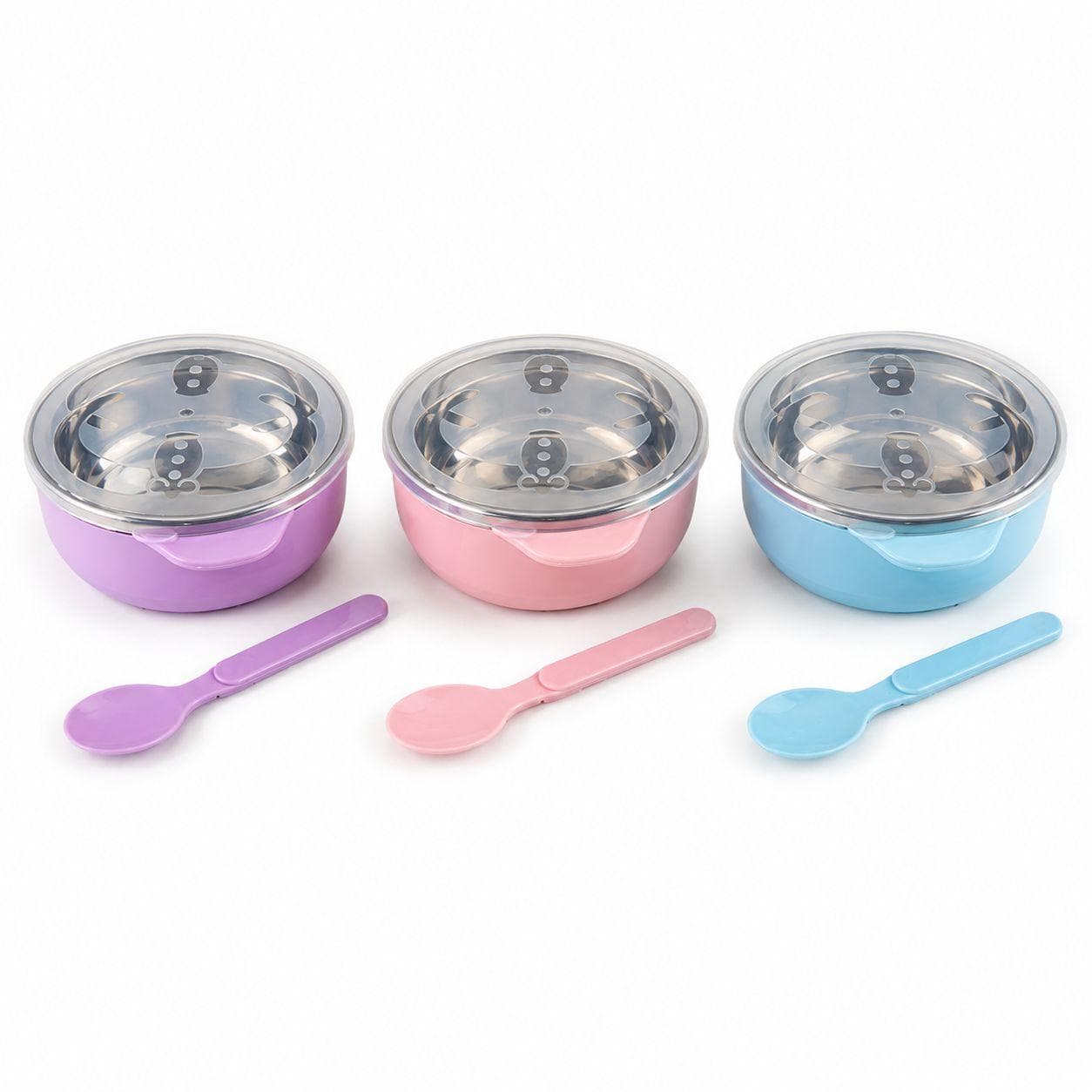 Kids Stainless Steel Bowl with Lid and Spoon 12.5×4.3 cm 1
