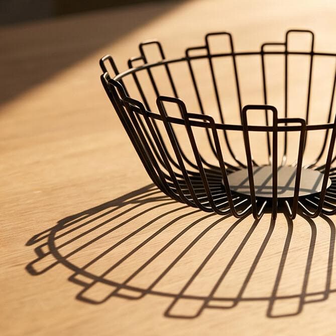 Black Metal Fruit Basket – Modern Open Design