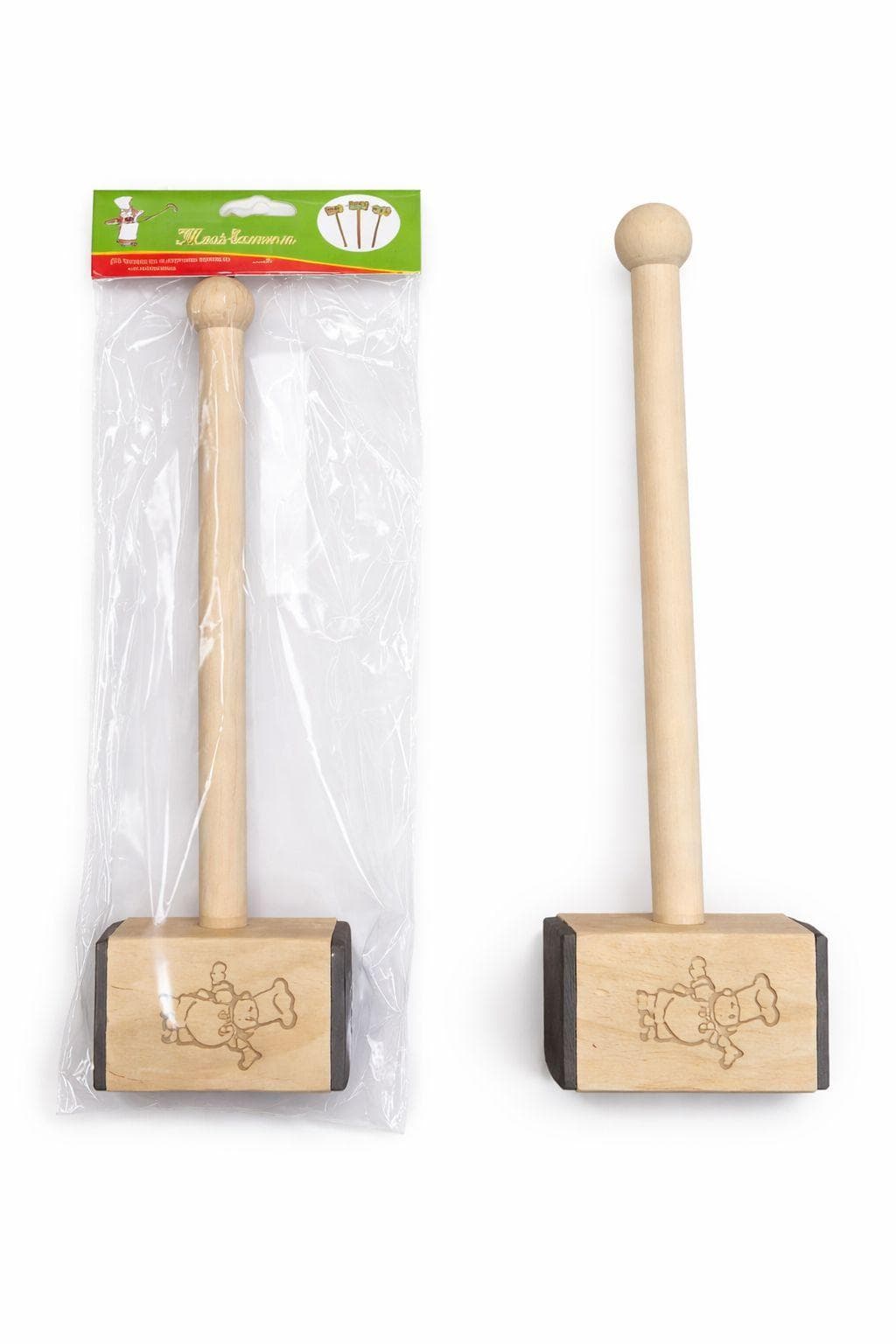 Meat Tenderizer JX27 (2PCS Wooden Handle Metal Meat Hammer)