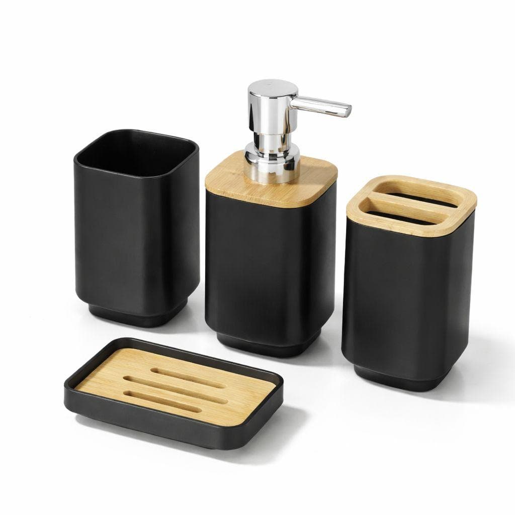 Bathroom Accessories Set 4 PCS with Wooden Design 5