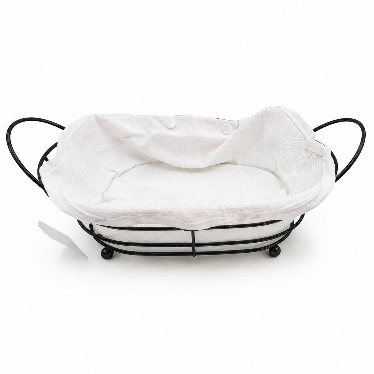 Metal Bread Basket with Fabric Liner – Elegant Black and White Design, Perfect for Serving Bread and Pastries at Home or During Gatherings 5