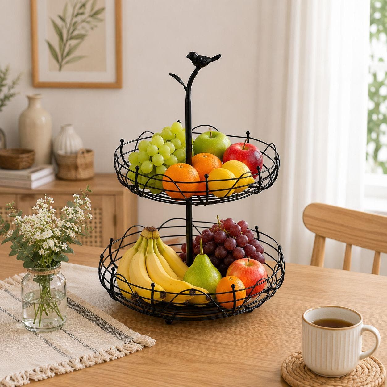 Two-Tier Black Metal Fruit Basket 3