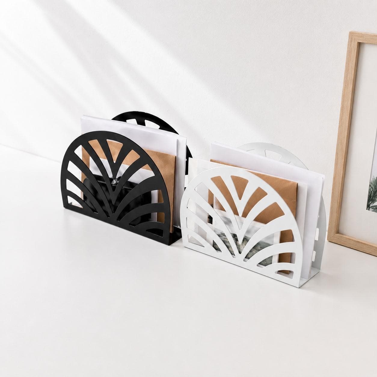 Modern Black Metal Geometric Napkin Holder for Dining Table