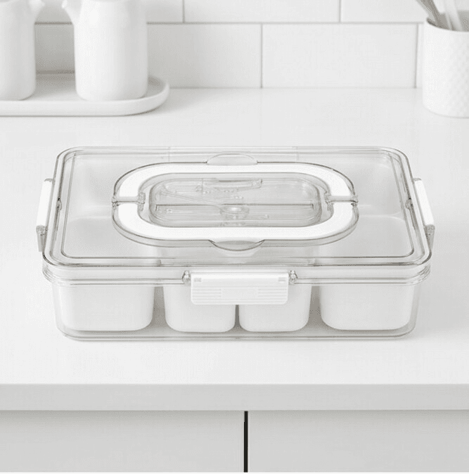 L63-1383278 PET Short Handle -Compartment Draining Fresh-Keeping Box – With Fork in the Middle
