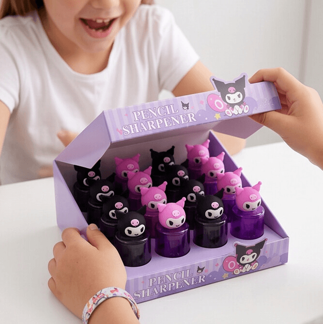 Manual pencil sharpener for kids with a cute cartoon design