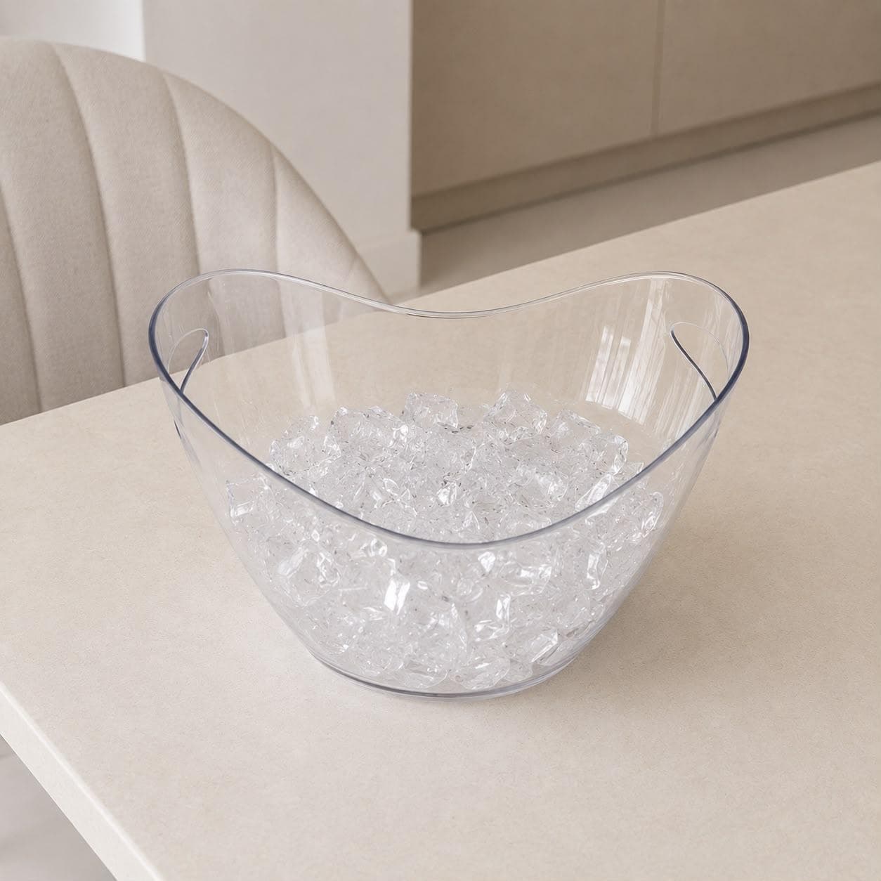 Curved Transparent Plastic Serving Bowl