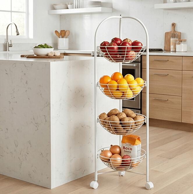 Tier Metal Fruit and Vegetable Stand with Wheels