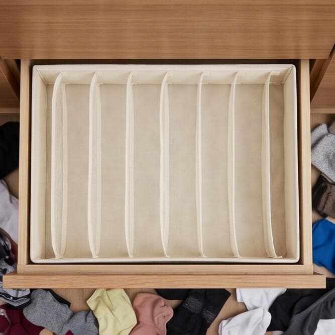 Practical 7-grid storage organizer designed to neatly arrange underwear