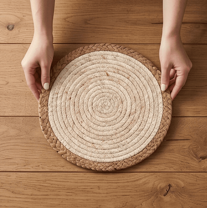 Round Hand-Woven Palm Leaf Placemat Size  30 cm
