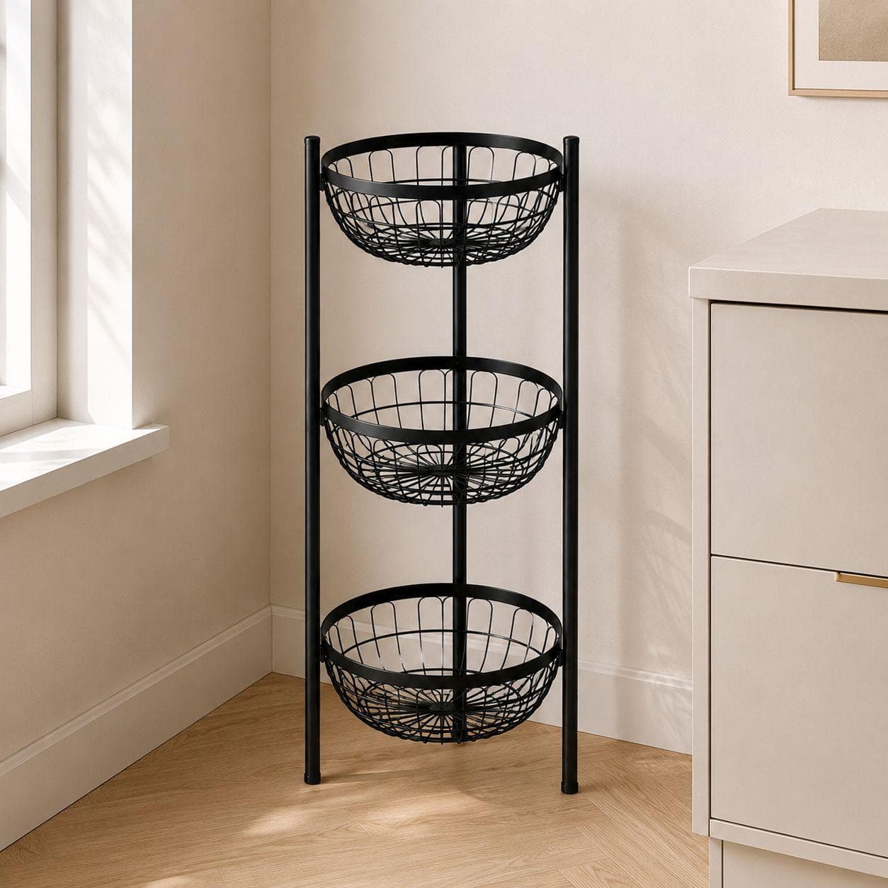 Tier Black Metal Fruit and Vegetable Rack