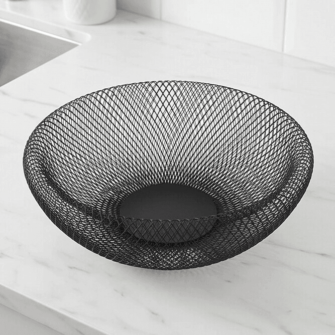 Black Metal Mesh Fruit Basket – Modern and Elegant Design (Available in Two Sizes