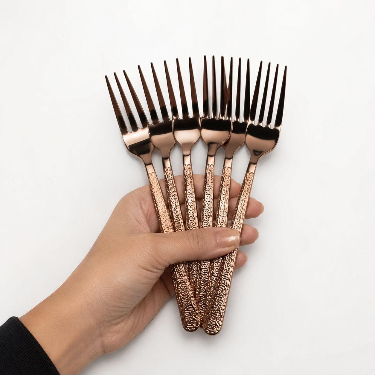 Elegant Rose Gold Stainless Steel Dinner Fork 6