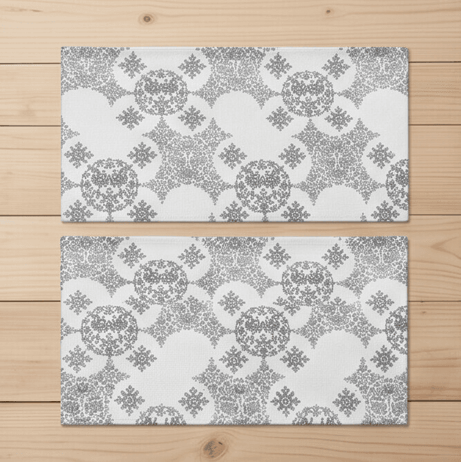 Rectangular Cotton & Linen Placemat with Geometric Pattern and Tassels Size  30×45 cm Set of 2 Pieces
