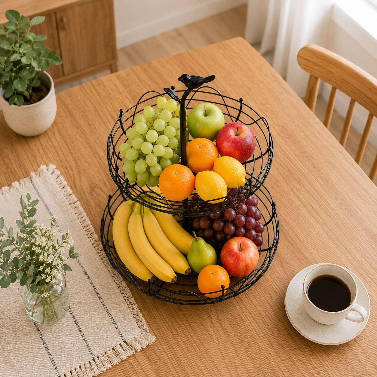 Two-Tier Black Metal Fruit Basket 4