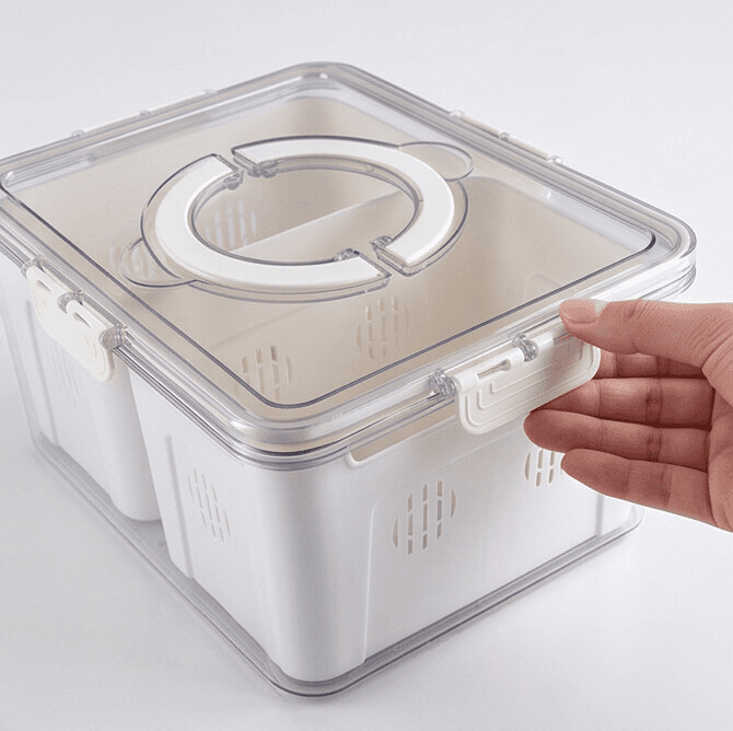 O10-163772H38 Refrigerator Storage Box Large High-Style 3-Compartment