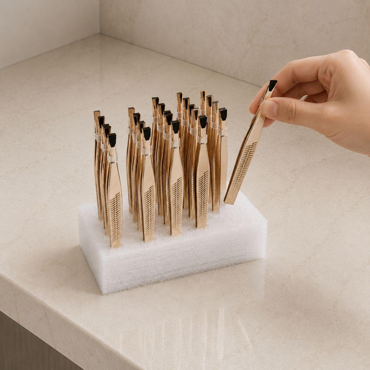 English: Golden Eyebrow Tweezers (24 PCS) 3