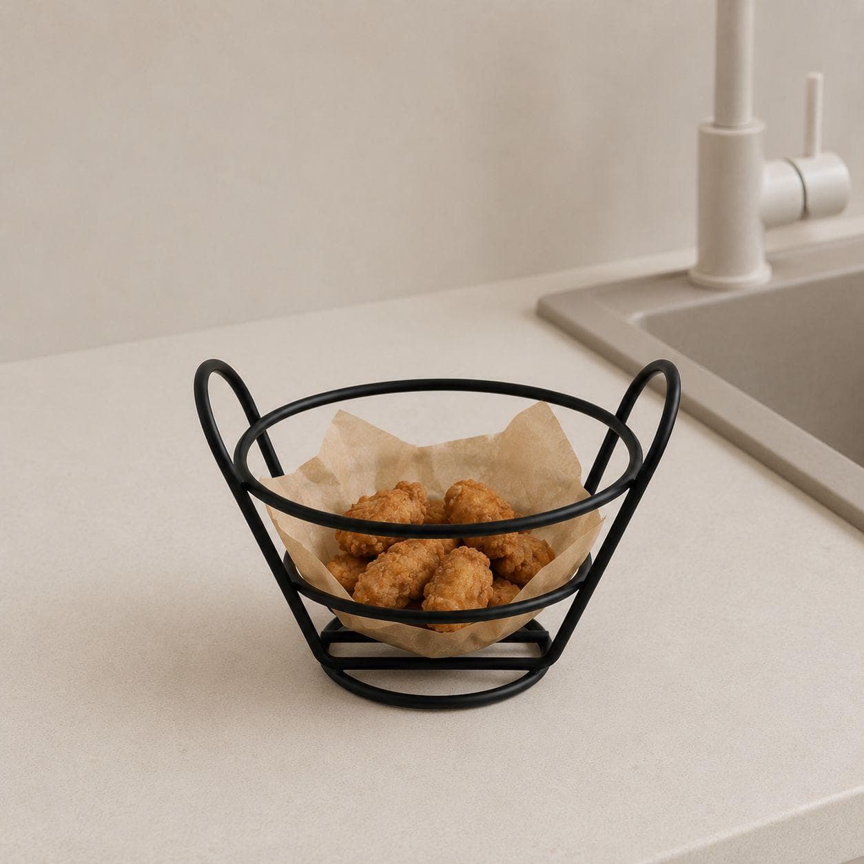 Metal Fries Serving Basket — Black, 10.5 cm 3