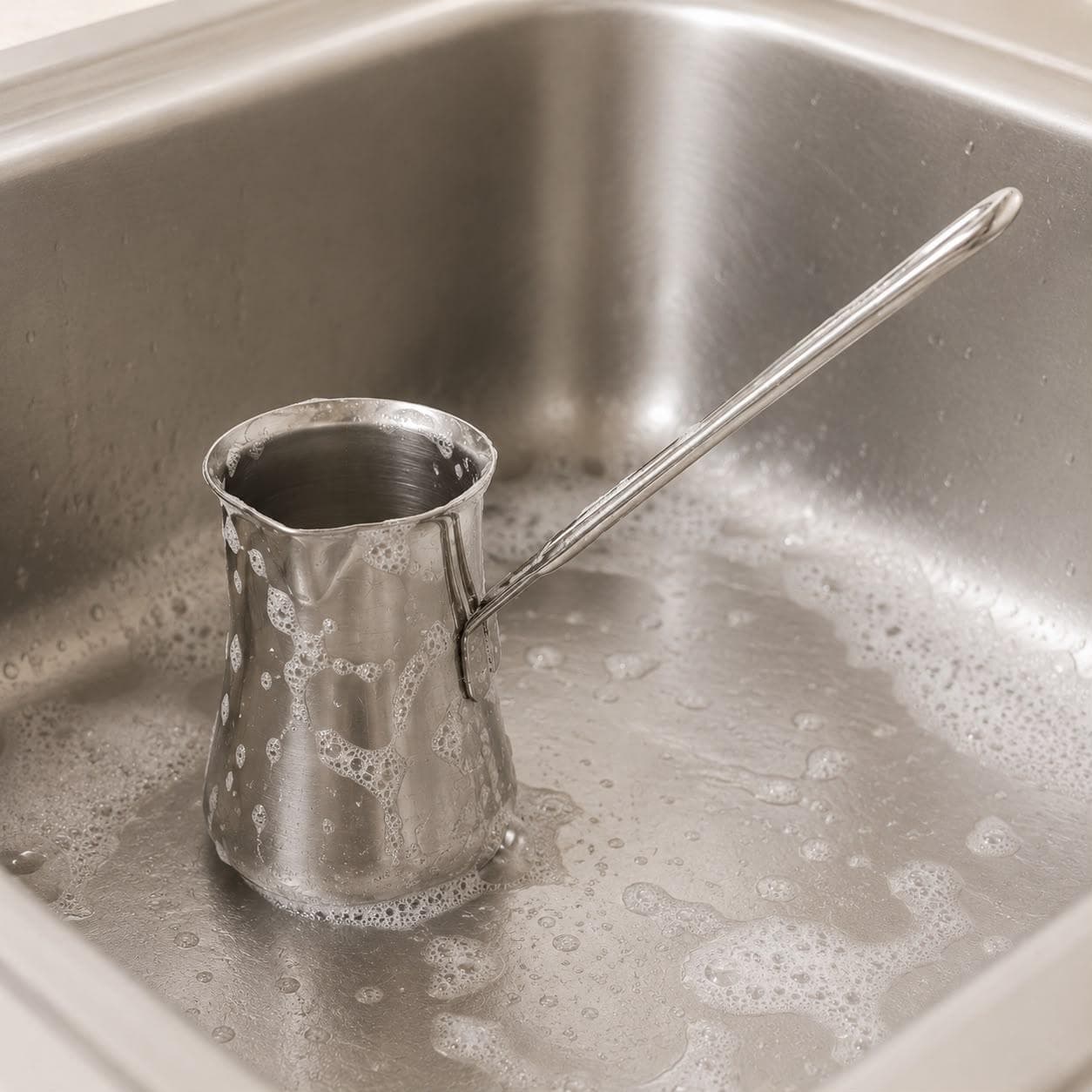 250ml milk cup with a long handle and no lid, ideal for easy pouring and preparation. 2