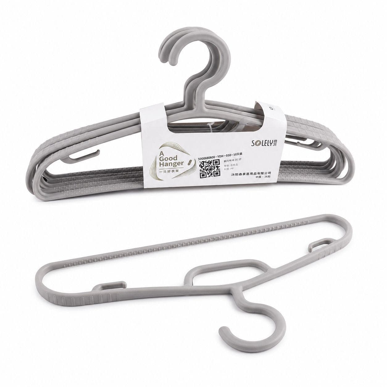 Slim Space-Saving Plastic Hangers — Gray (10 PCS) 3