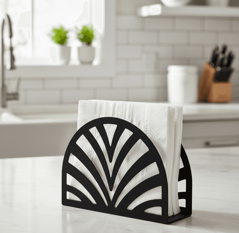 Modern Black Metal Geometric Napkin Holder for Dining Table 3