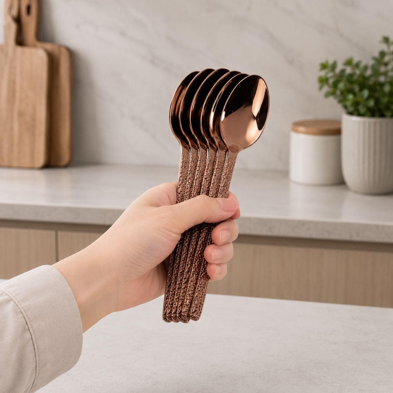 Elegant Rose Gold Stainless Steel Dinner Spoon 4