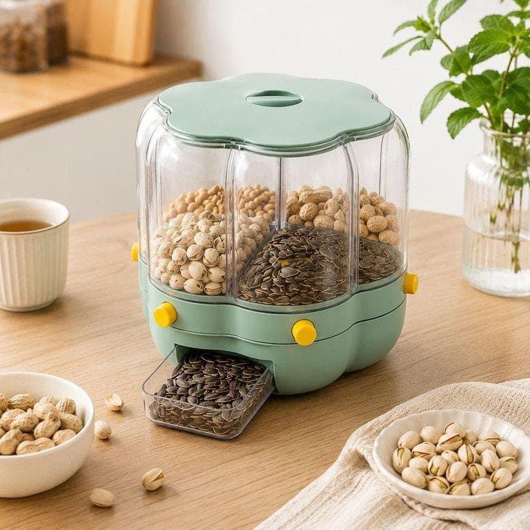 4-Section Rotating Nuts & Grains Dispenser 5