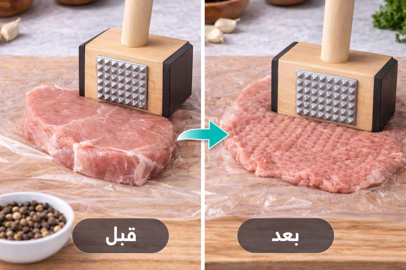 Meat Tenderizer JX27 (2PCS Wooden Handle Metal Meat Hammer) 4