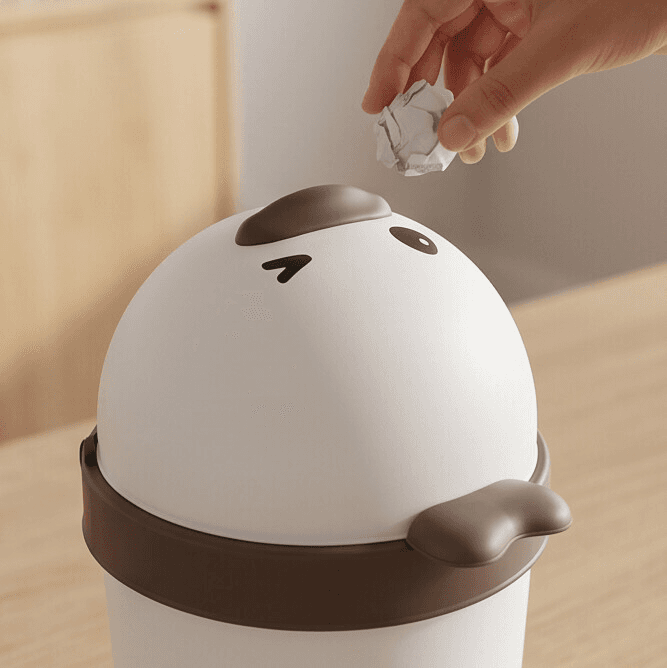 Cartoon Duck Trash Bin with Lid (Beige)