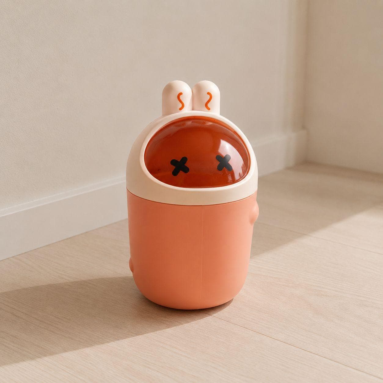 Cartoon Trash Bin with Transparent Lid (Orange) 3