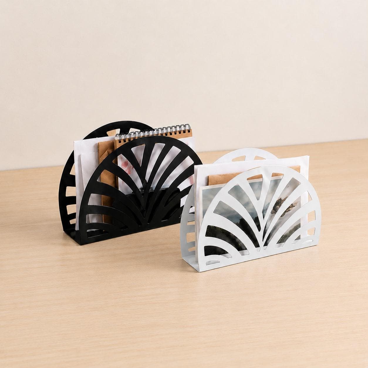 Modern Black Metal Geometric Napkin Holder for Dining Table 2