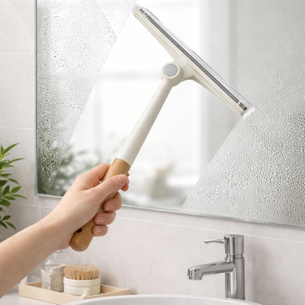 Wooden Handle Glass Wiper – Multi-Purpose Window & Mirror Cleaner