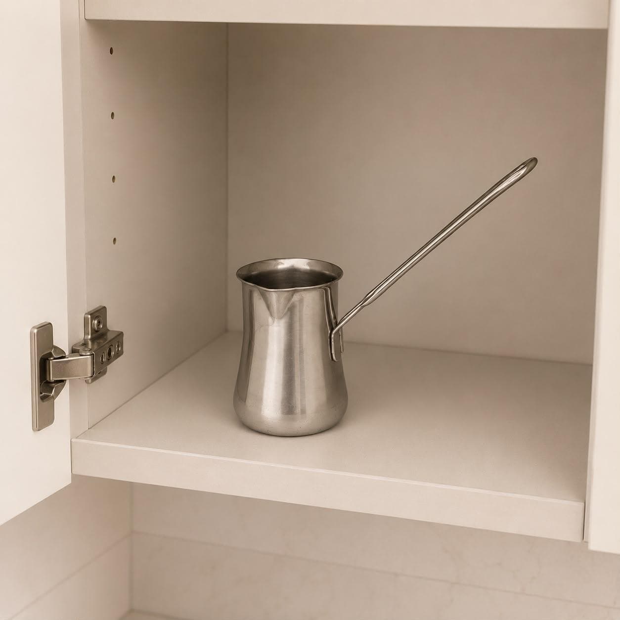 250ml milk cup with a long handle and no lid, ideal for easy pouring and preparation. 5