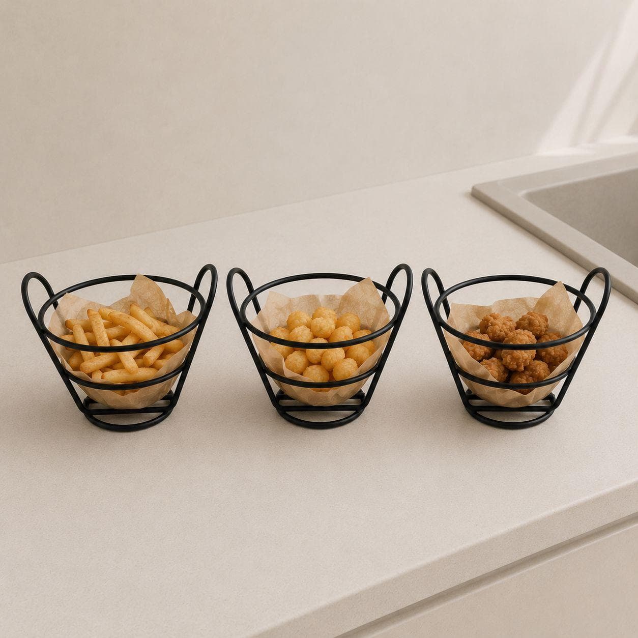 Metal Fries Serving Basket — Black, 10.5 cm 2