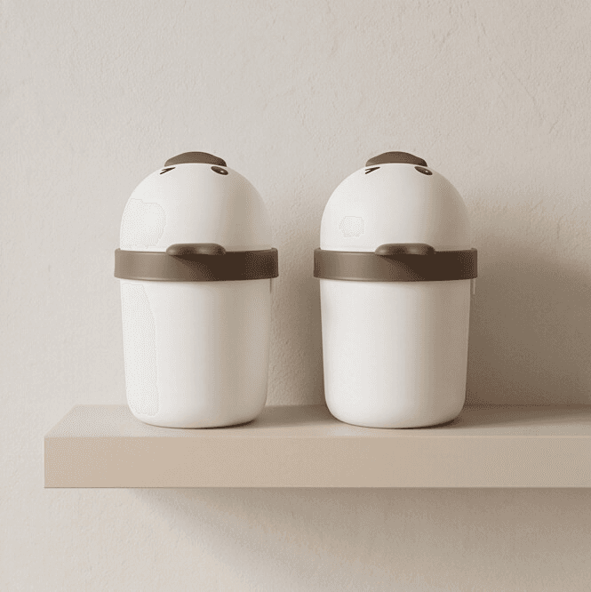 Cartoon Duck Trash Bin with Lid (Beige) 4