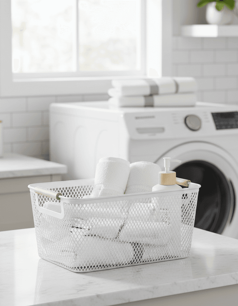 Rectangular Plastic Storage Basket with Wooden Handles 3