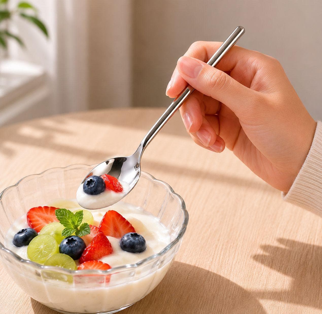 6-piece gold teaspoon set with an elegant design, perfect for daily serving. 8