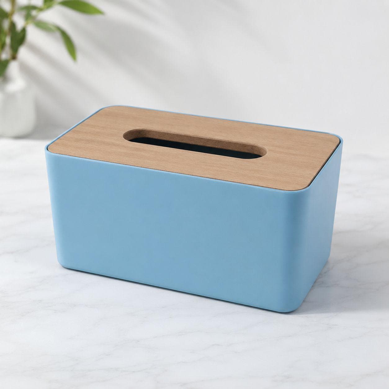 Tissue Box with Wooden Lid (21×13×9 cm)