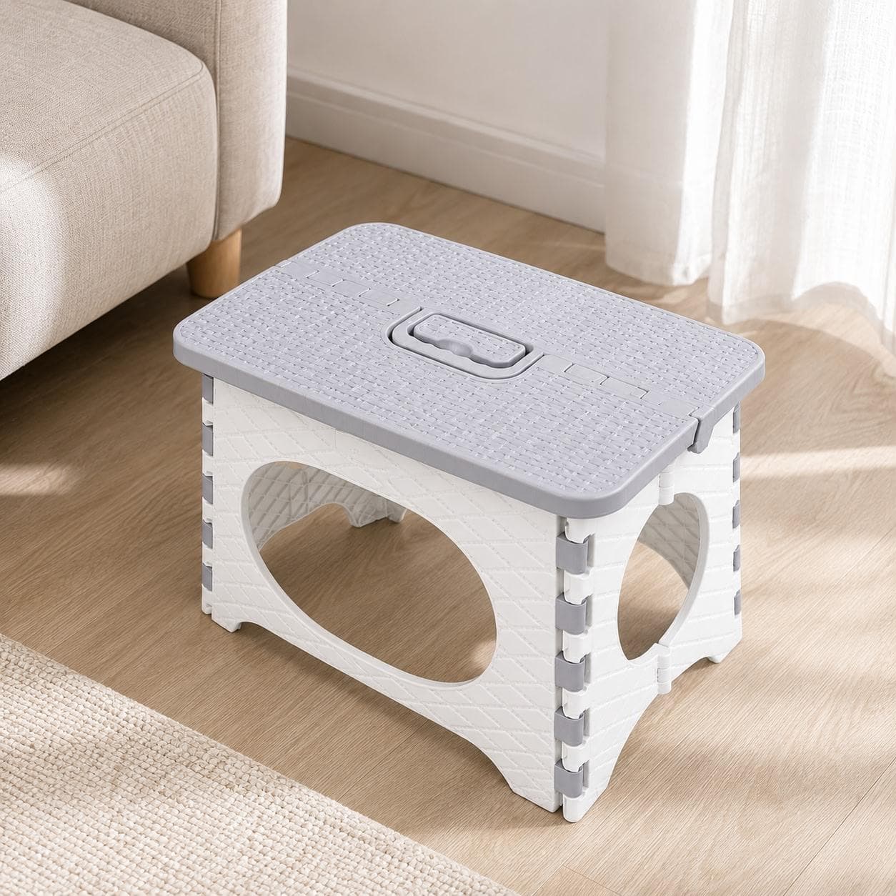 Foldable Multi-purpose Plastic Stool (Grey / Orange / Green) 3