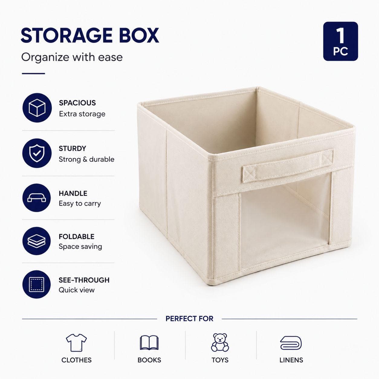 Fabric Storage Box Set – Multi-Size  wardrobe organizers for clothes, shirts, and accessories 6