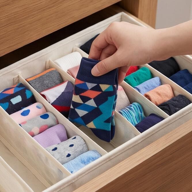 Practical 7-grid storage organizer designed to neatly arrange underwear 7