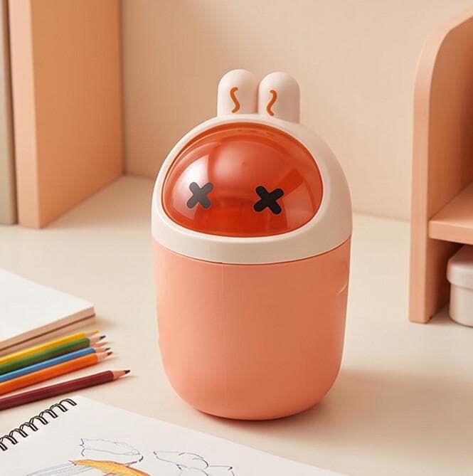 Cartoon Trash Bin with Transparent Lid (Orange) 4