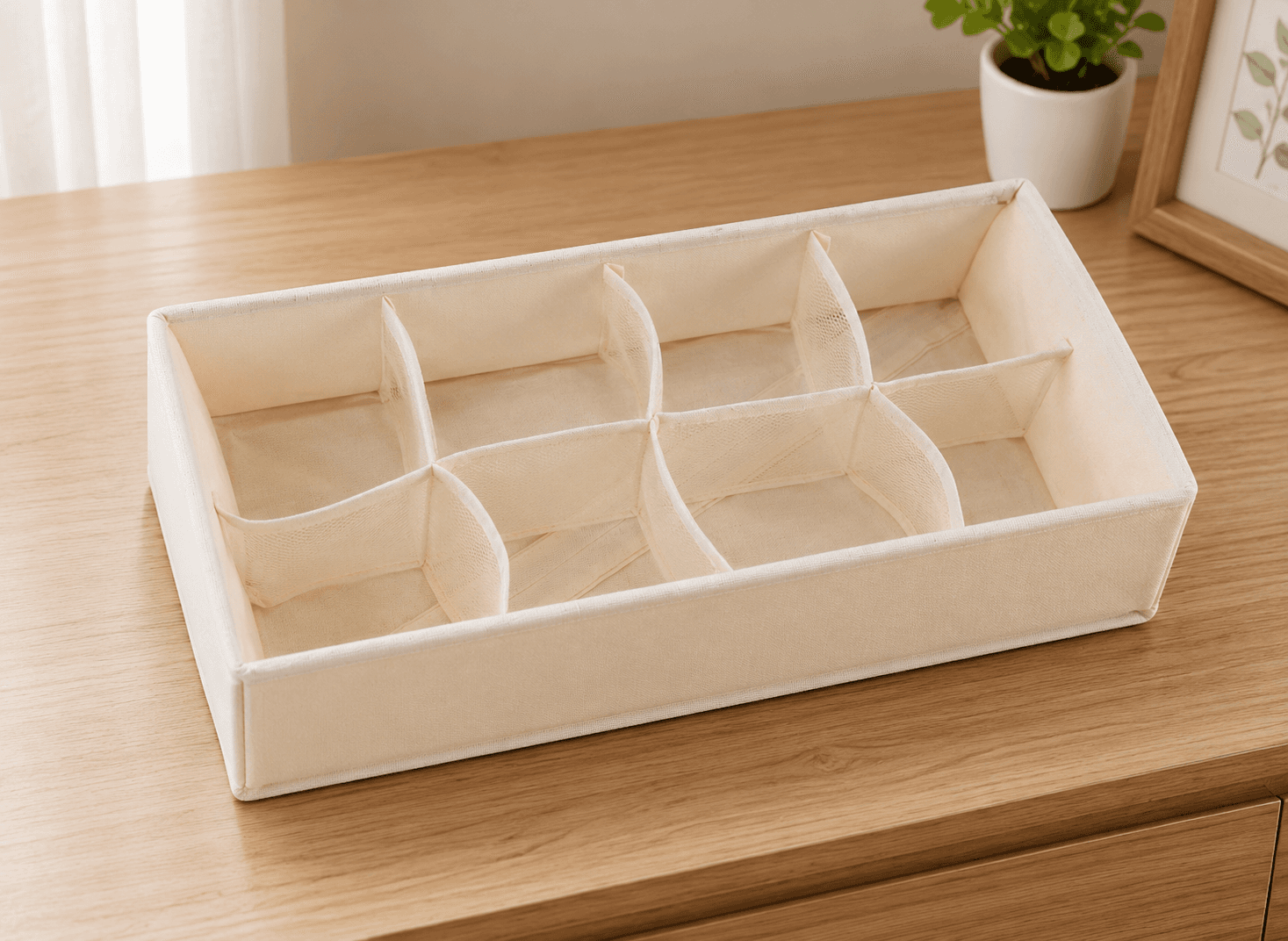 Tianshan Cotton & Linen Washable 8-Grid Storage Box – Smart Home Organizer