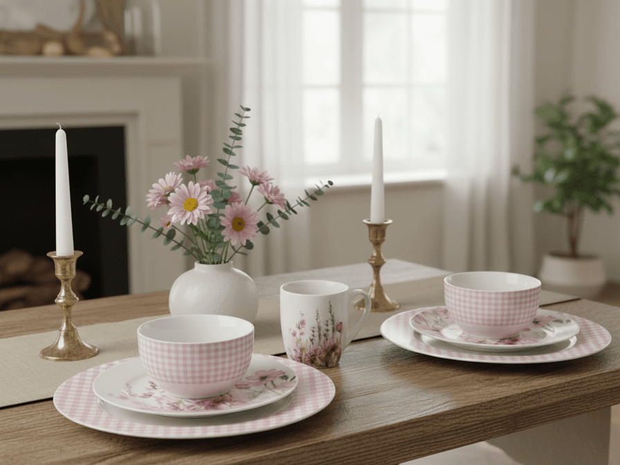 White Porcelain Mug – Pink & Purple Floral Design, Elegant Feminine Style 4