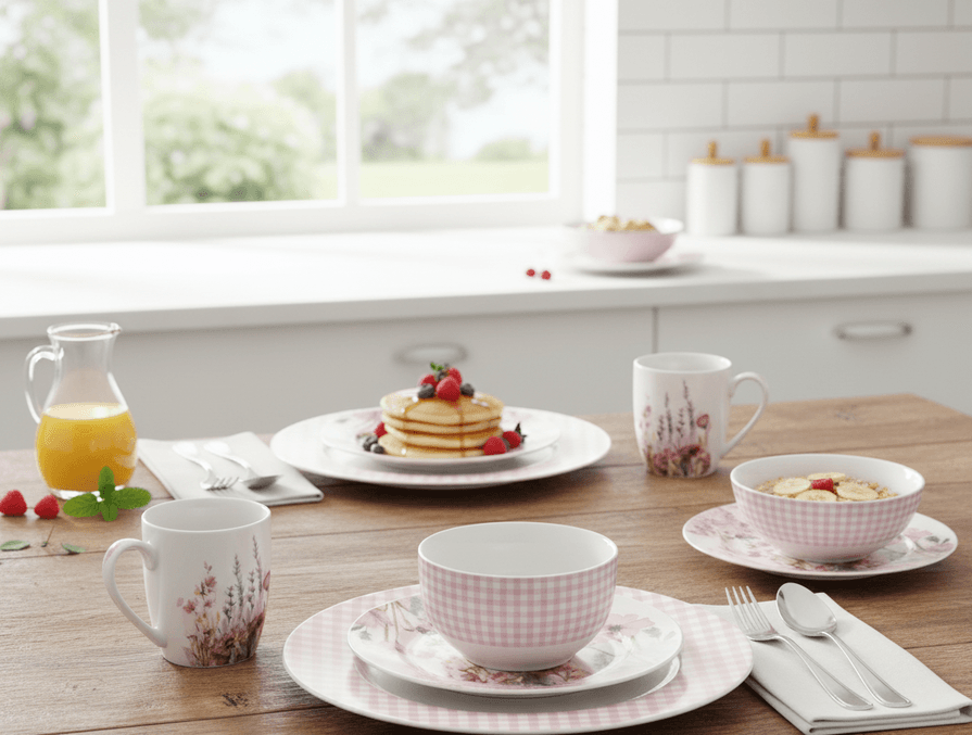 White Porcelain Mug – Pink & Purple Floral Design, Elegant Feminine Style 2