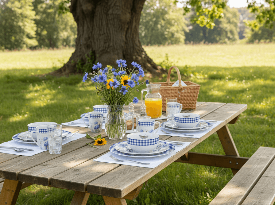 White Porcelain Mug – Blue Flowers & Butterfly Design, Elegant & Charming 2