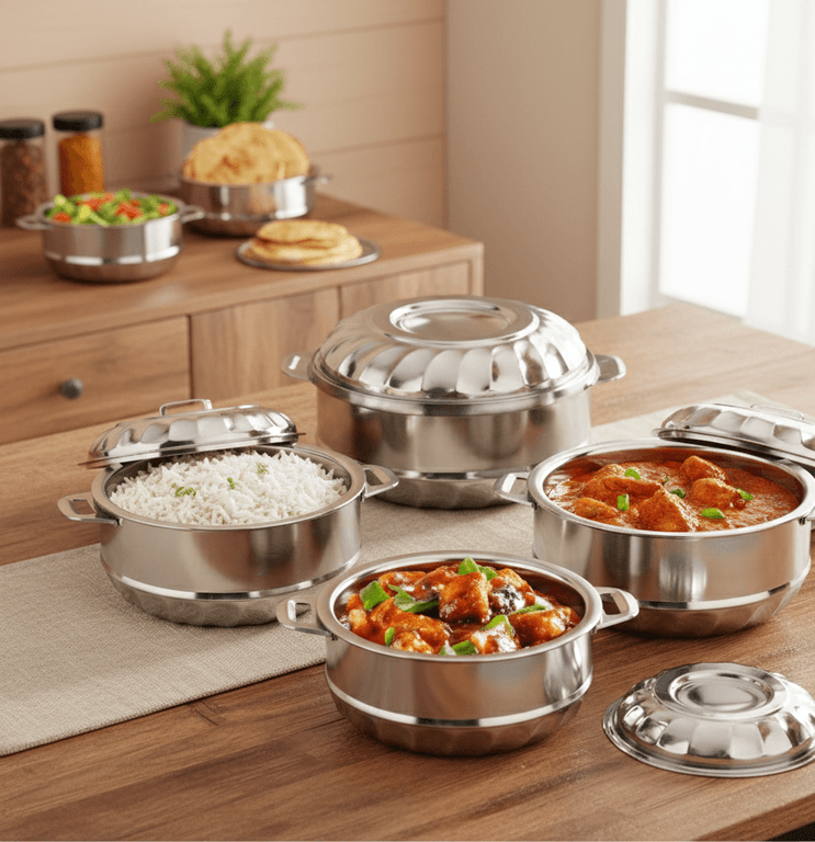 Stainless Steel Insulated Hot Pot Set – Premium Design with Multiple Sizes, Keeps Food Hot for Long Hours, Ideal for Daily Use or Travel
