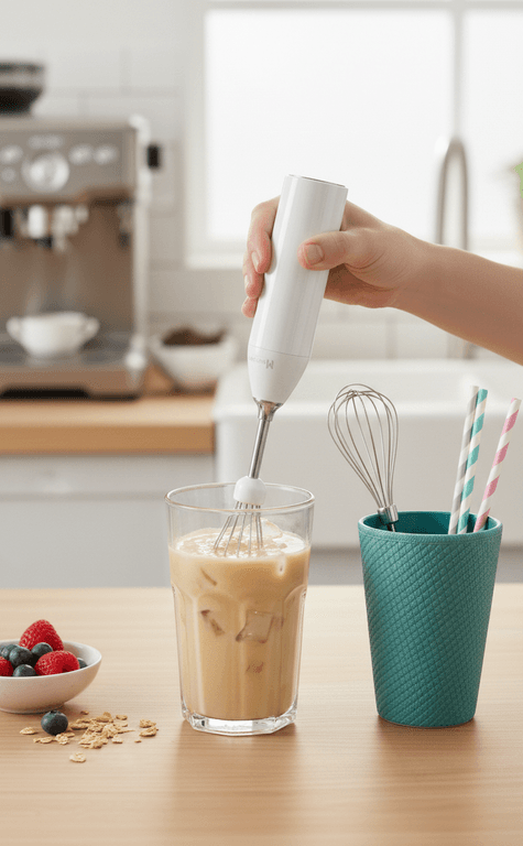 Mini Electric Hand Mixer with Whisk and Stirrer Attachments 2