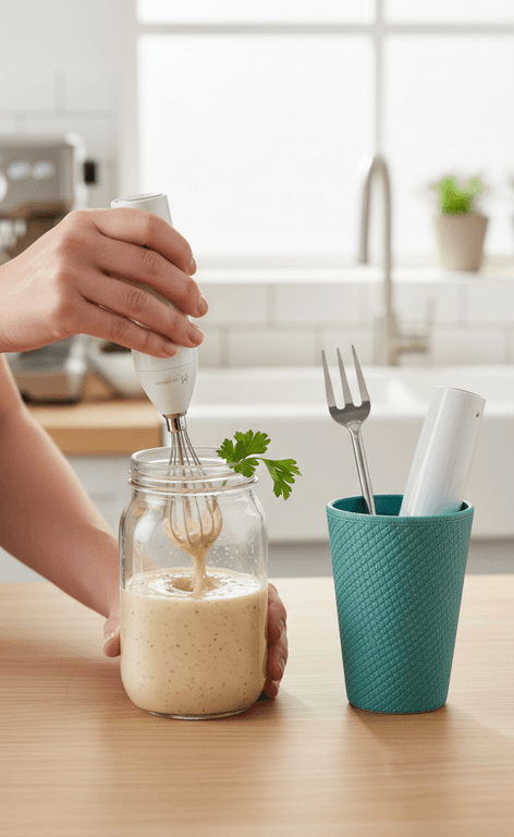 Mini Electric Hand Mixer with Whisk and Stirrer Attachments 4